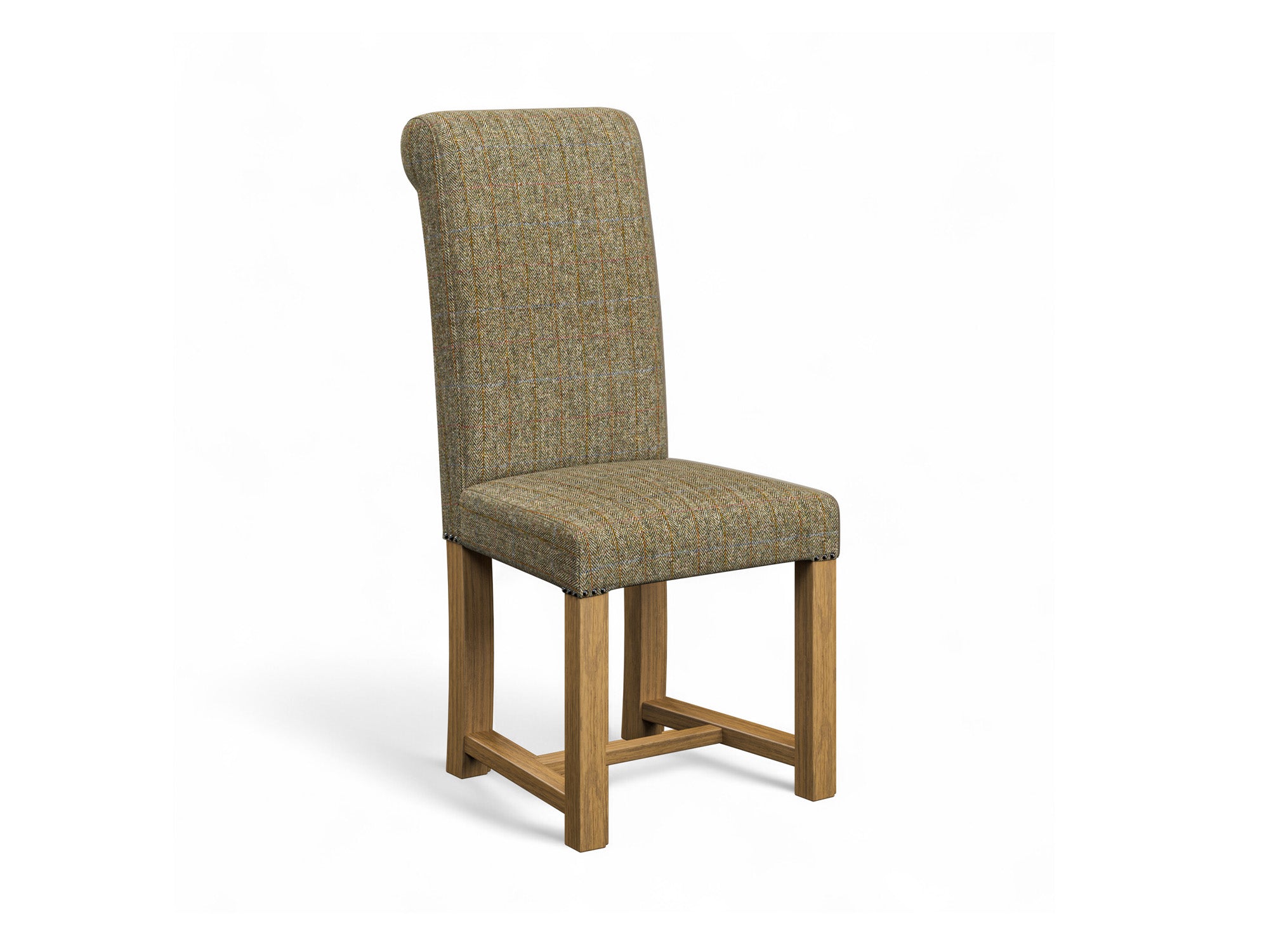 Harris Tweed Herringbone Fern Hudson Dining Chair Front Cut Out
