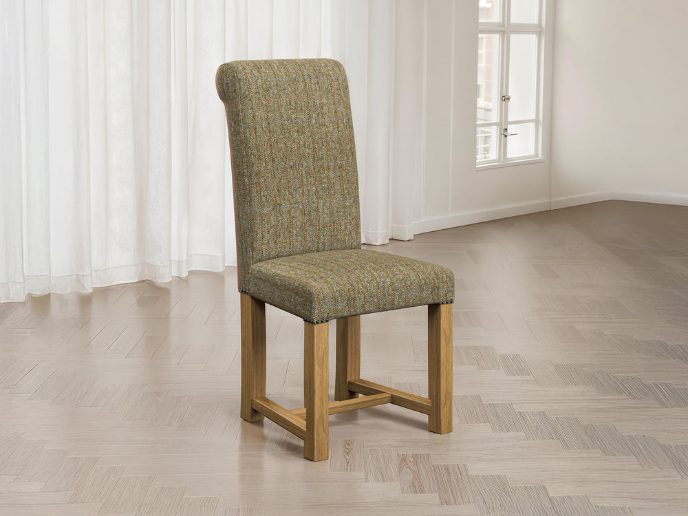 Harris Tweed Herringbone Fern Hudson Dining Chair Front Lifestyle Image