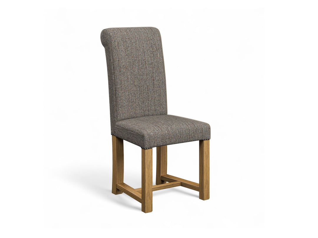 Harris Tweed Herringbone Forest Hudson Dining Chair Front Cut Out