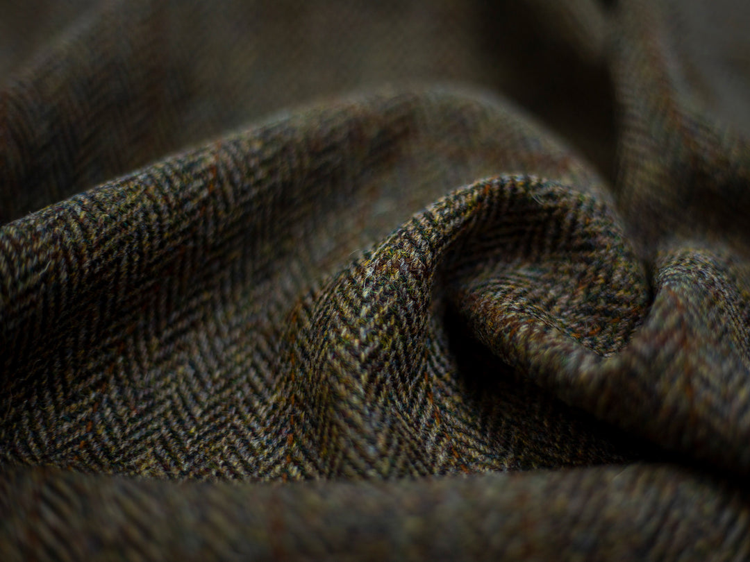 Harris Tweed Herringbone Forest Hudson Dining Chair Fabric Image 2