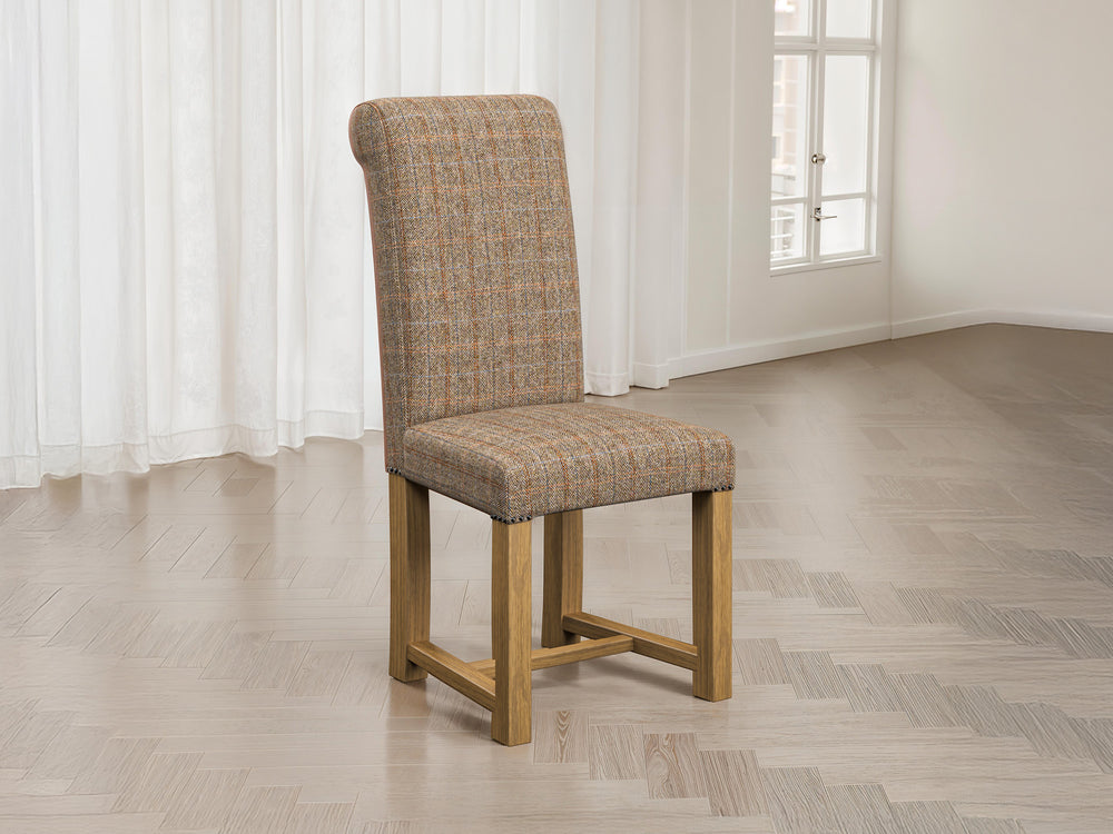 Harris Tweed Herringbone Moss Hudson Dining Chair Front Lifestyle Image