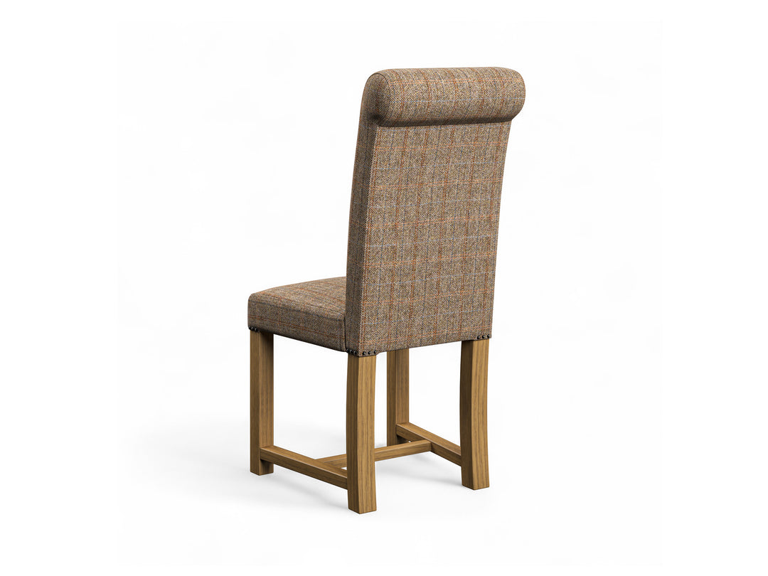 Harris Tweed Herringbone Moss Hudson Dining Chair Back Image