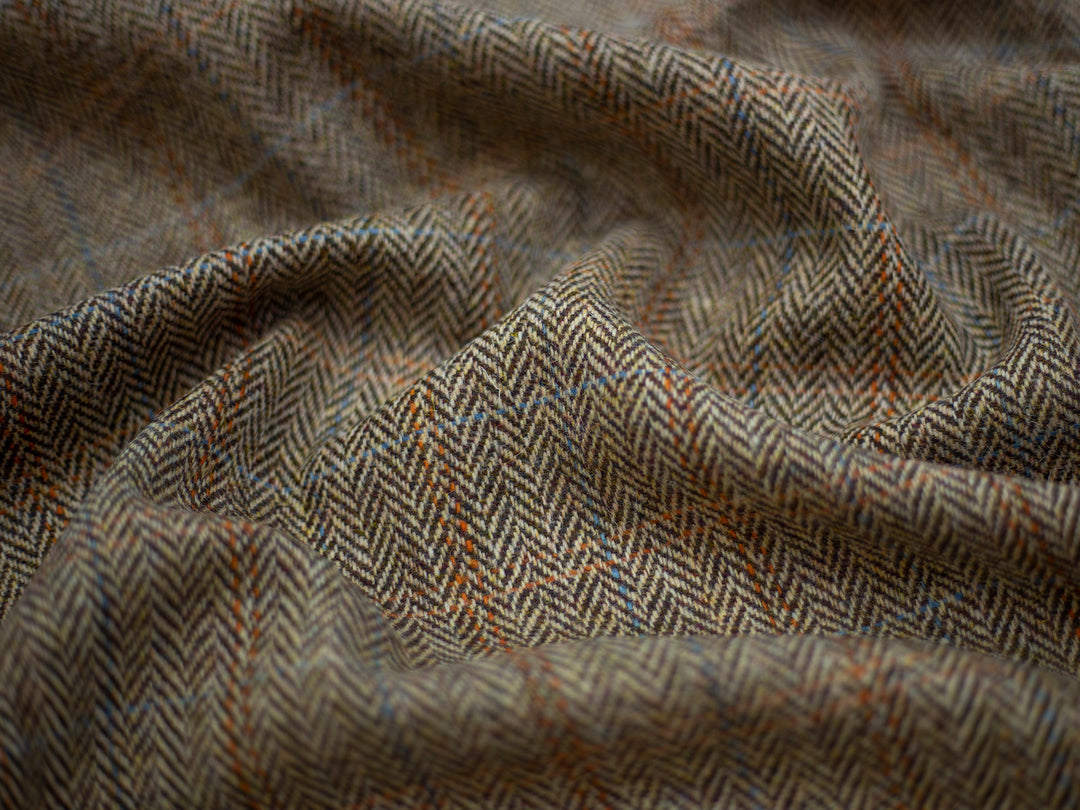 Harris Tweed Herringbone Moss Hudson Dining Chair Fabric Image 2