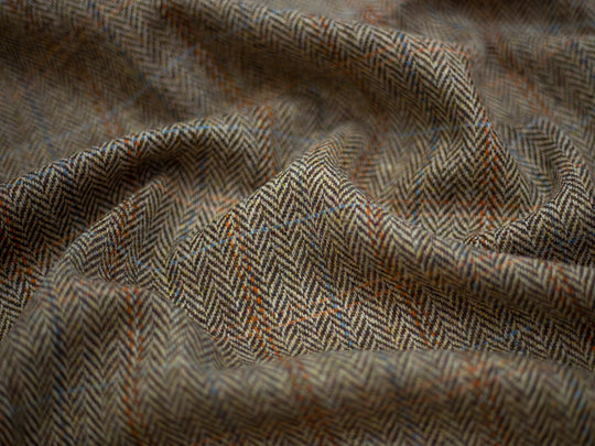 Harris Tweed Herringbone Moss Hudson Dining Chair Fabric Image 2
