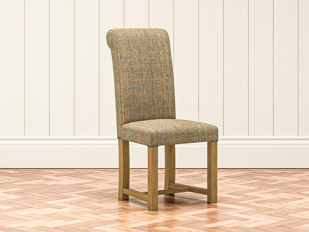 Harris Tweed Hudson Dining Chair in Herringbone Moss