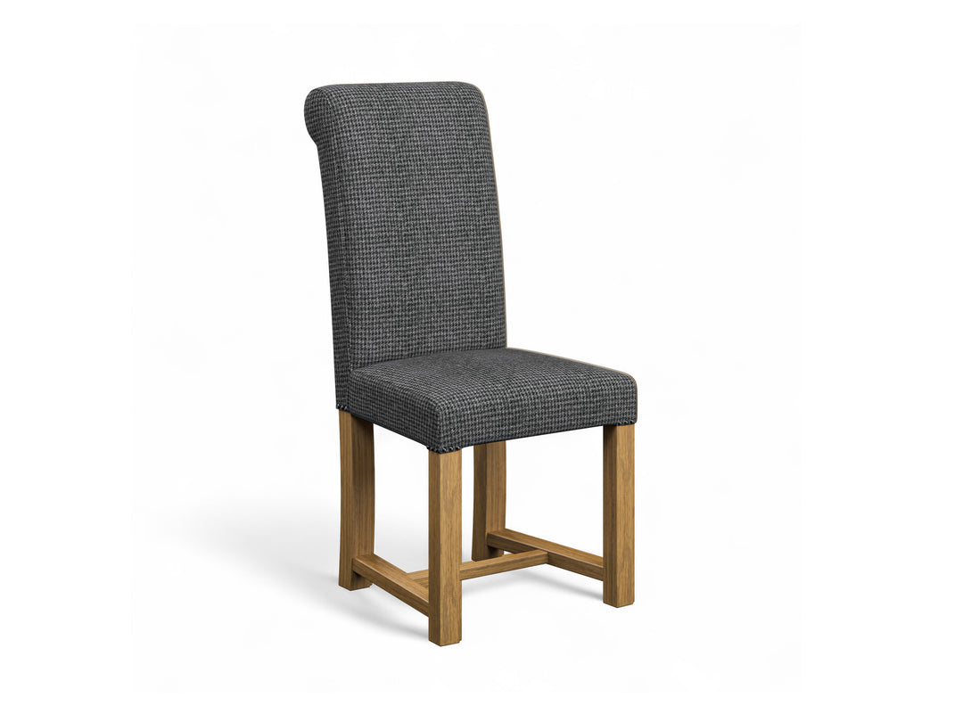 Harris Tweed Houndstooth Smoke Hudson Dining Chair Front Cut Out