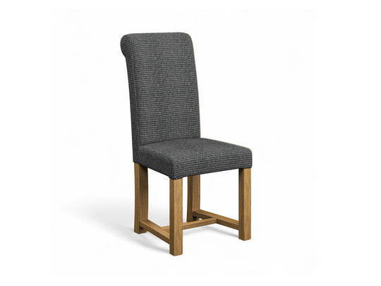 Harris Tweed Houndstooth Smoke Hudson Dining Chair Front Cut Out