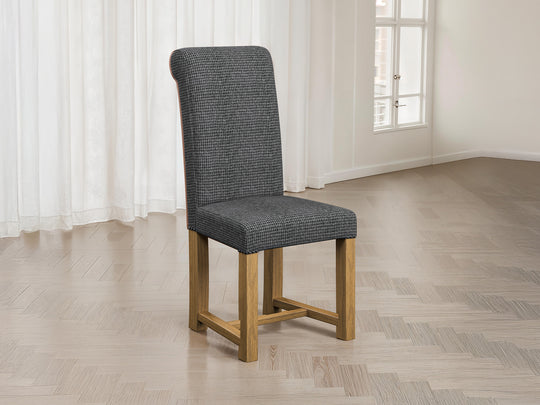 Harris Tweed Houndstooth Smoke Hudson Dining Chair Front Lifestyle Image