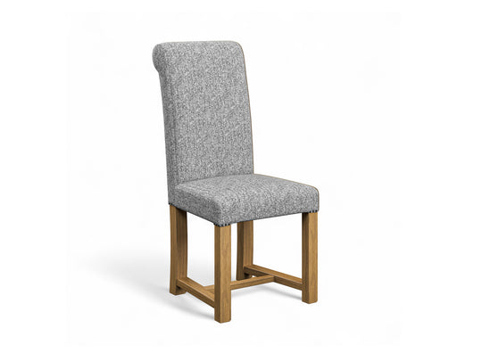 Harris Tweed Herringbone Slate Hudson Dining Chair Front Cut Out
