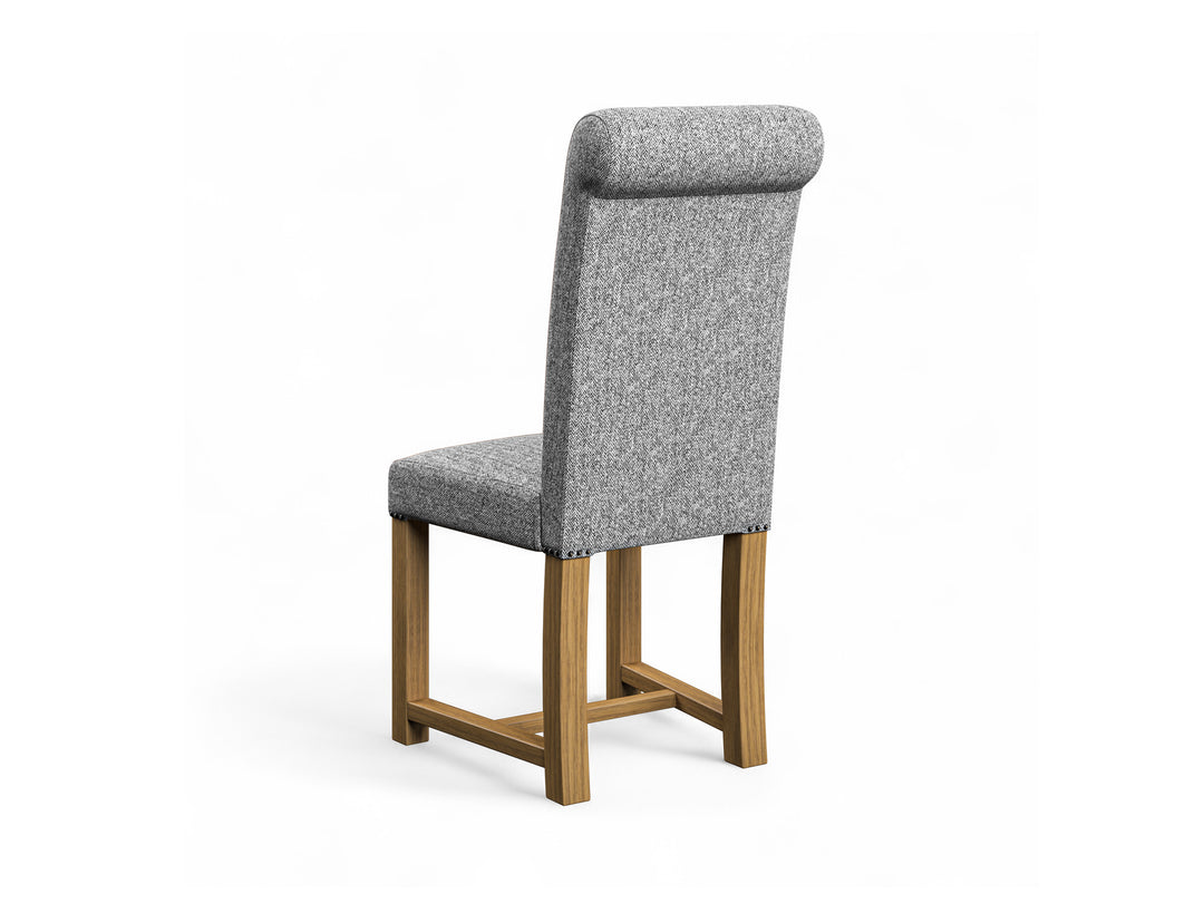Harris Tweed Herringbone Slate Hudson Dining Chair Back Image