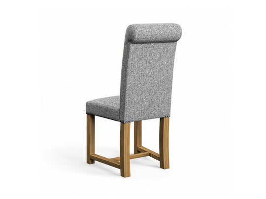 Harris Tweed Herringbone Slate Hudson Dining Chair Back Image