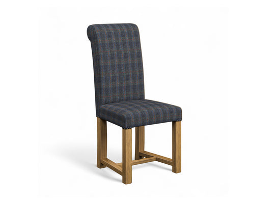 Harris Tweed Check Midnight Hudson Dining Chair Front Cut Out