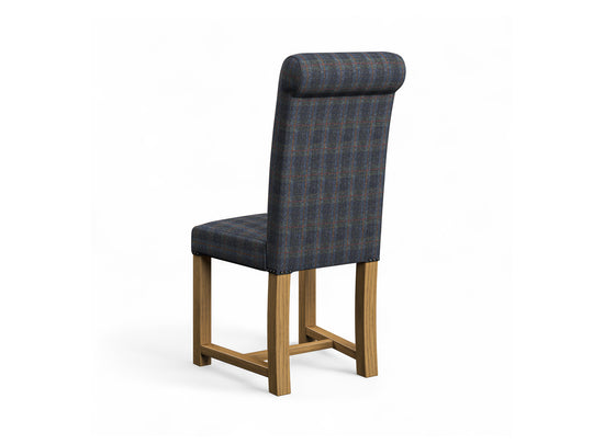 Harris Tweed Check Midnight Hudson Dining Chair Back Image