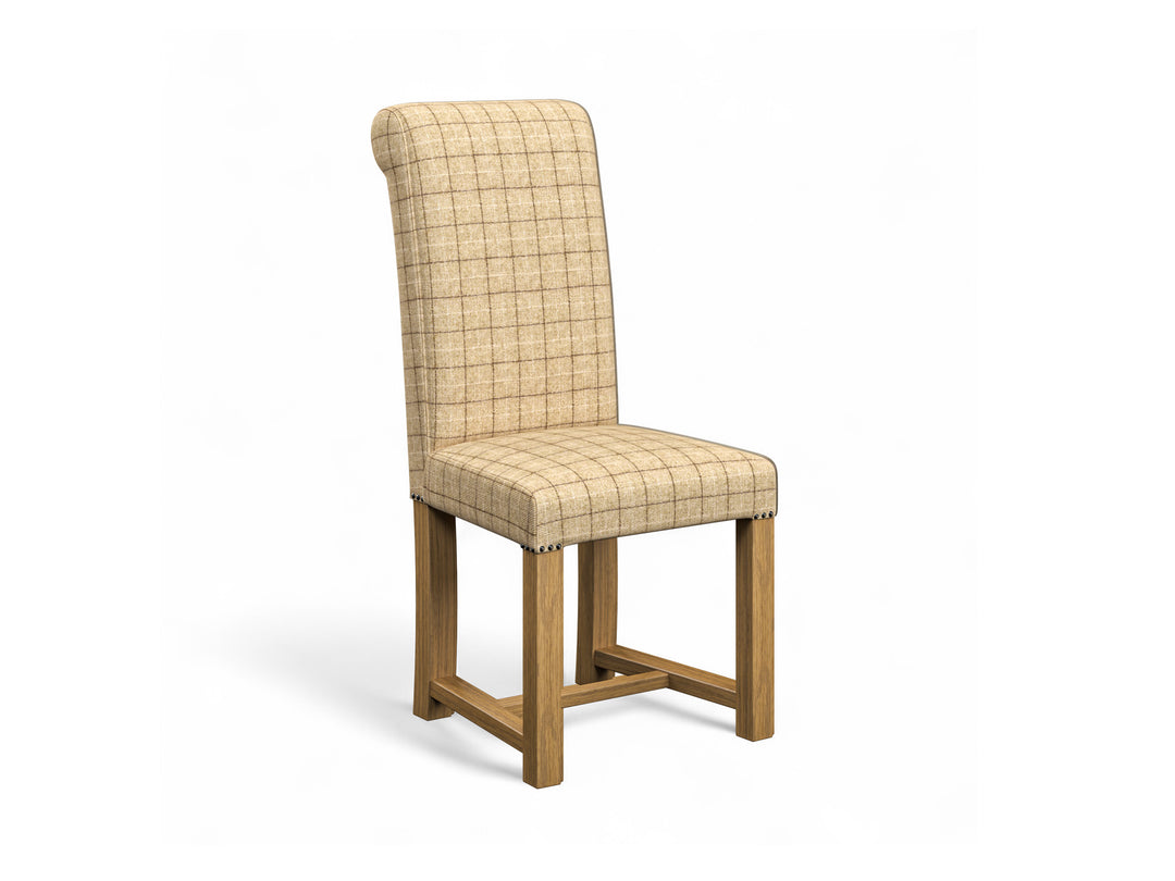 Abraham Moon Oatmeal Check Hudson Dining Chair Front Cut Out