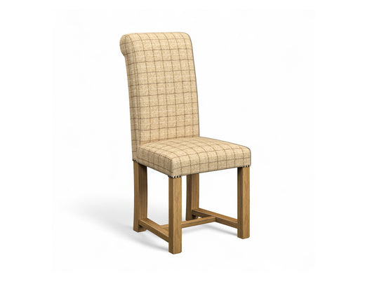 Abraham Moon Oatmeal Check Hudson Dining Chair Front Cut Out