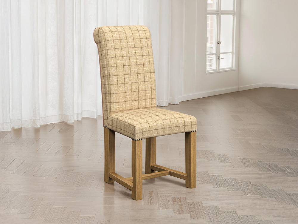 Abraham Moon Oatmeal Check Hudson Dining Chair Front Lifestyle Image