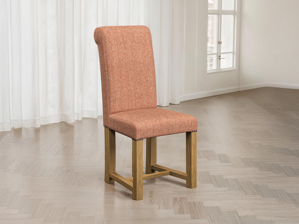 Abraham Moon Tweed Coral Hudson Dining Chair Front Lifestyle Image
