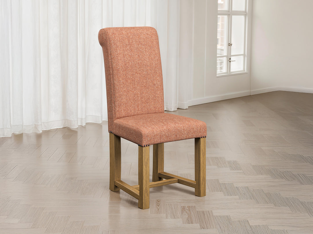 Abraham Moon Tweed Coral Hudson Dining Chair Front Lifestyle Image