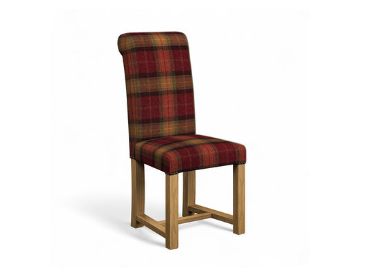 Abraham Moon Tartan Crimson Hudson Dining Chair Front Cut Out