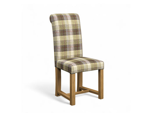 Abraham Moon Tartan Grape Hudson Dining Chair Front Cut Out