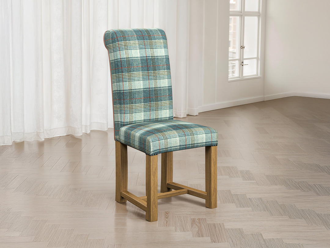 Abraham Moon Tartan Mint Hudson Dining Chair Front Lifestyle Image
