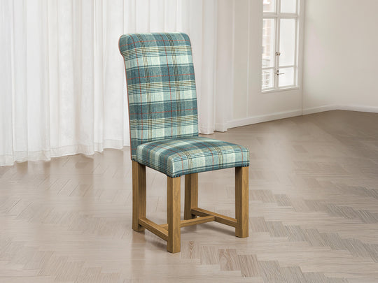 Abraham Moon Tartan Mint Hudson Dining Chair Front Lifestyle Image