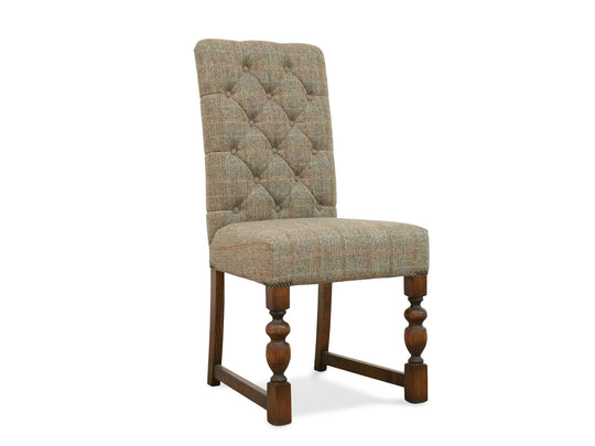 Harris Tweed Albany Button Back Dining Chair in Herringbone Moss