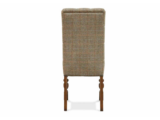 Harris Tweed Albany Button Back Dining Chair in Herringbone Moss