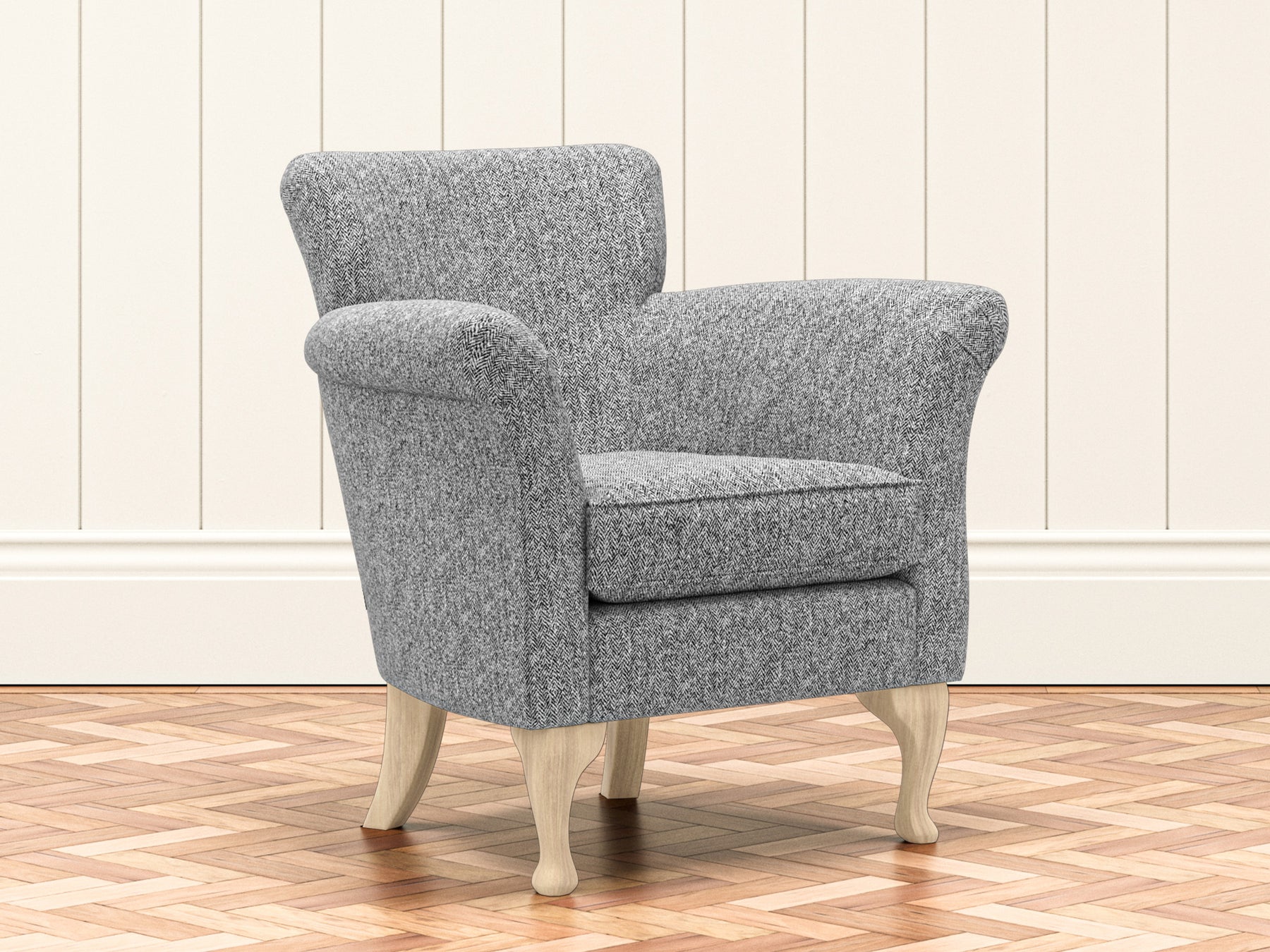 Harris Tweed Herringbone Slate Fabian Armchair – All About Tweed