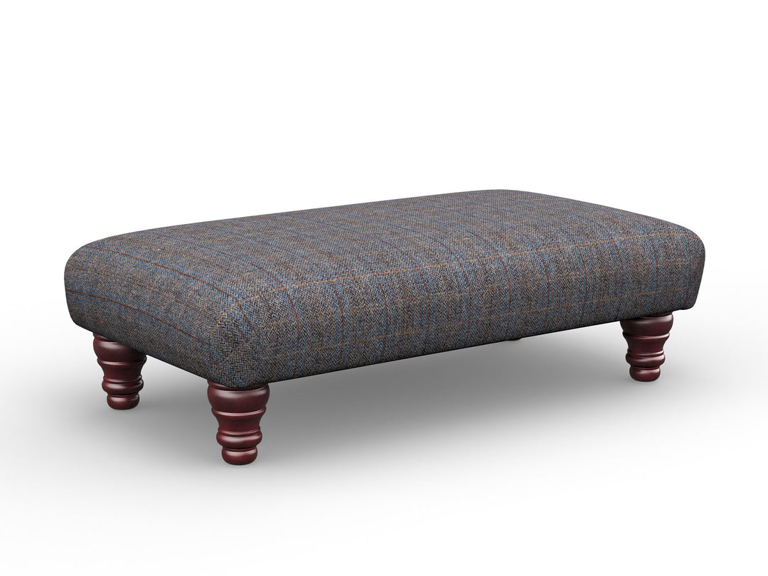 Harris Tweed Herringbone Charcoal Footstool